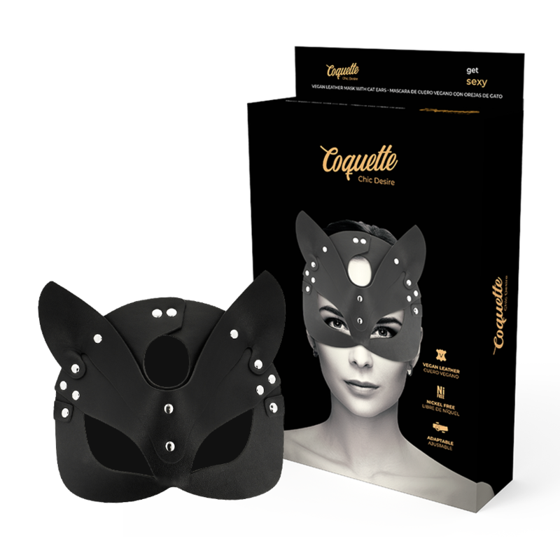 COQUETTE CHIC DESIRE - VEGAN LEREN MASKER MET KATTEN OREN