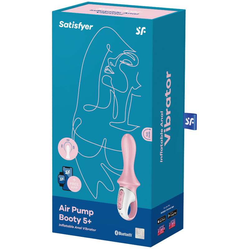 SATISFYER - LUCHTPOMP BOOTY 5+ ROZE OPBLAASBARE ANAAL VIBRATOR