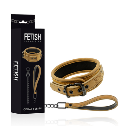 FETISH SUBMISSIVE ORIGEN - NEOPREEN GEVOERDE KETTING MET KETTING