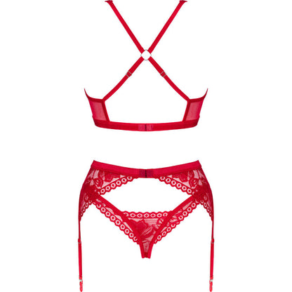 OBSESSIVE - LACELOVE SET DRIEDELIG ROOD XS/S