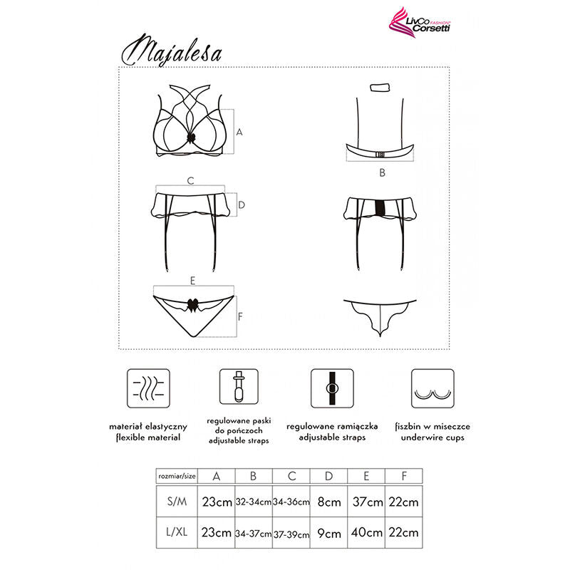 LIVCO CORSETTI FASHION - MAJALESA LC 90526 BH + KOUSENBAND + PANTY ZWART