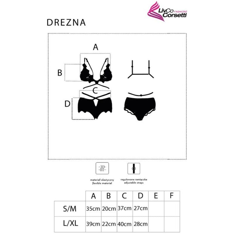 LIVCO CORSETTI FASHION - DREZNA LC 90733 BH + PANTY ZWART