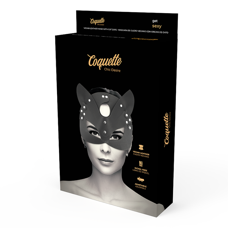 COQUETTE CHIC DESIRE - VEGAN LEREN MASKER MET KATTEN OREN