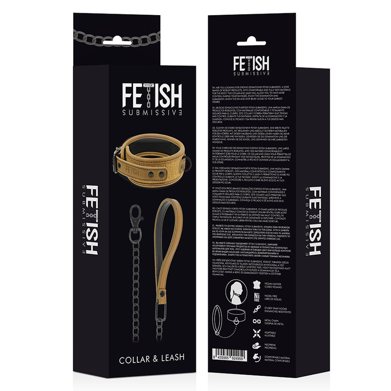 FETISH SUBMISSIVE ORIGEN - NEOPREEN GEVOERDE KETTING MET KETTING